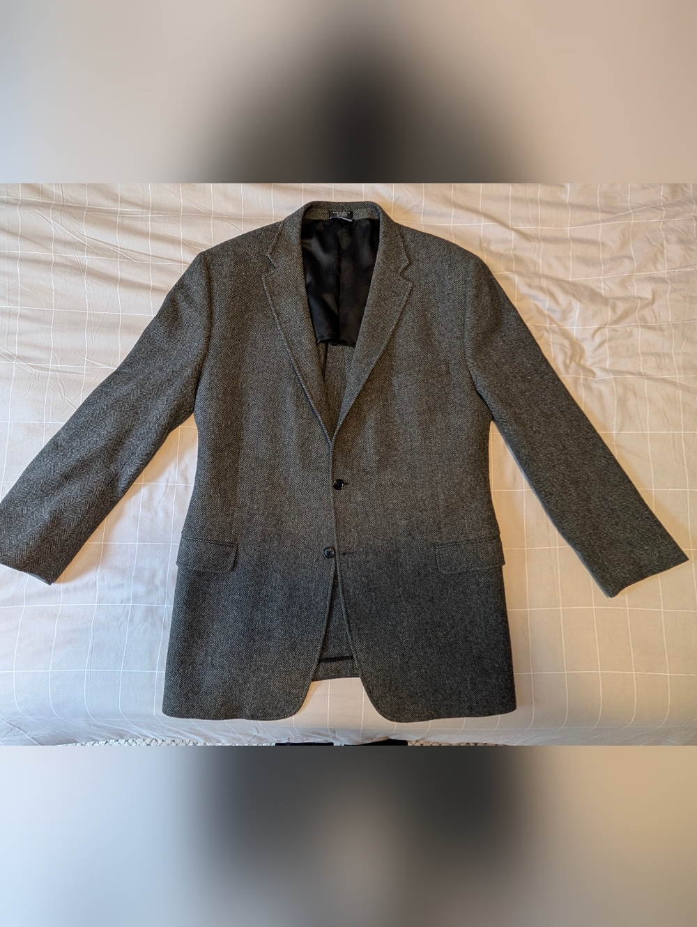 Tommy Hilfiger Gray Herringbone Wool Sport Coat 46L 48L 50L